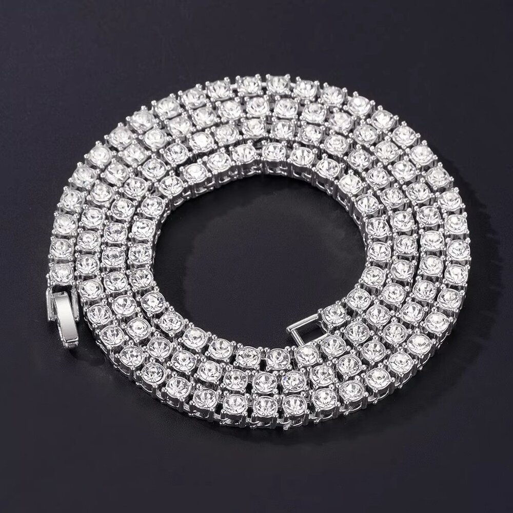 ⭐ 2PC 24" Diamond Hip Hop Necklace and Cross Pendant With 4mm Diamonds ⭐ - Picture 10 of 11